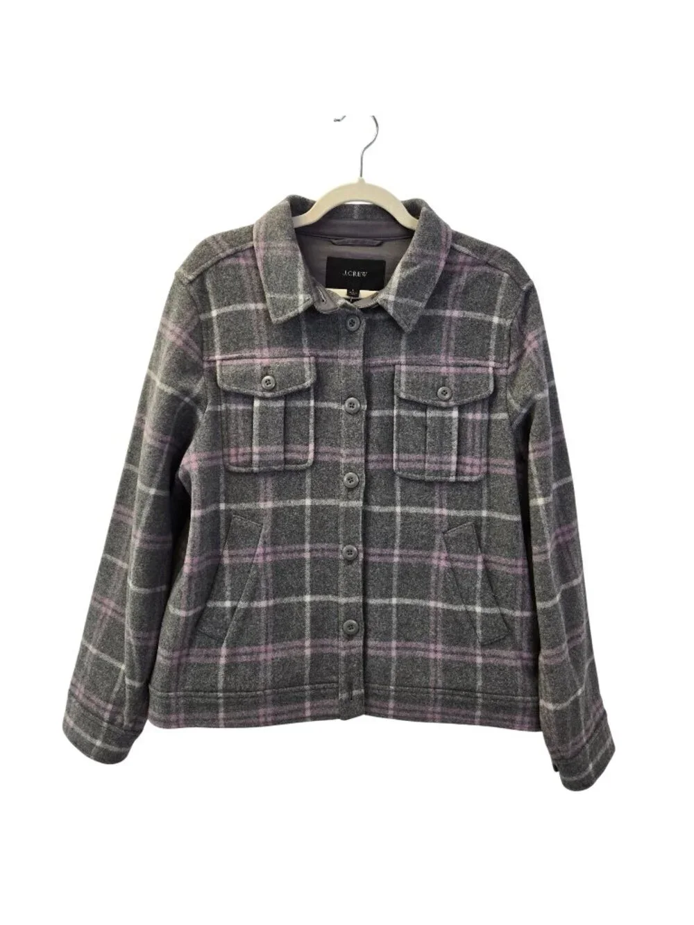 NWT J. Crew Wool Blend Plaid Shirt Jacket Shacket Size Large